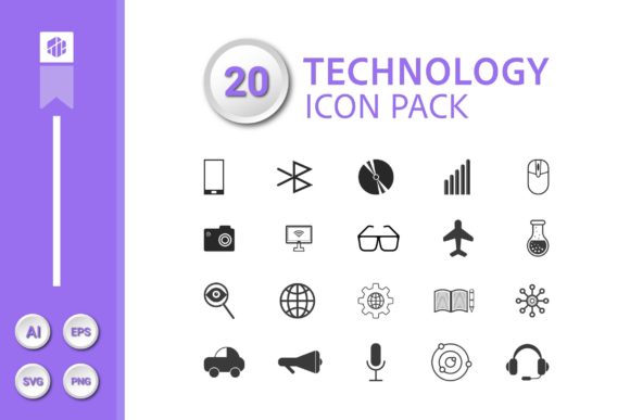 20 Technology Icon Pack: A Modern Graphic Design Asset for Strong Branding