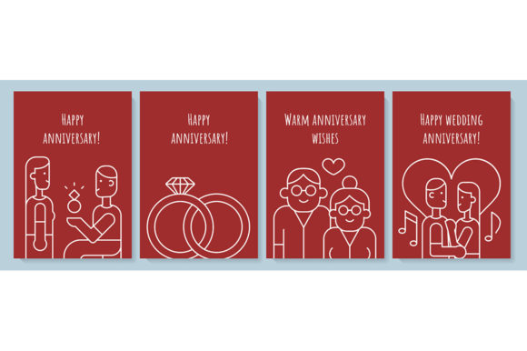 Anniversary Postcard with Linear Icons: A Graphic Template for Editorial Elegance