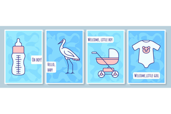 Baby Shower Greeting Card Set: A Versatile Graphic Template for Branding & Packaging