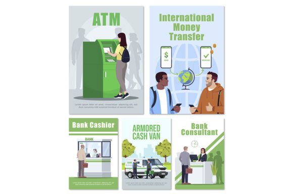 Banking Service Poster Template Set: A Modern Graphic Design Asset for Small Business Branding