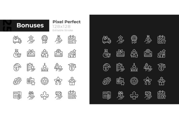 Bonuses Pixel Perfect Linear Icons Set for Modern Graphics and Icons