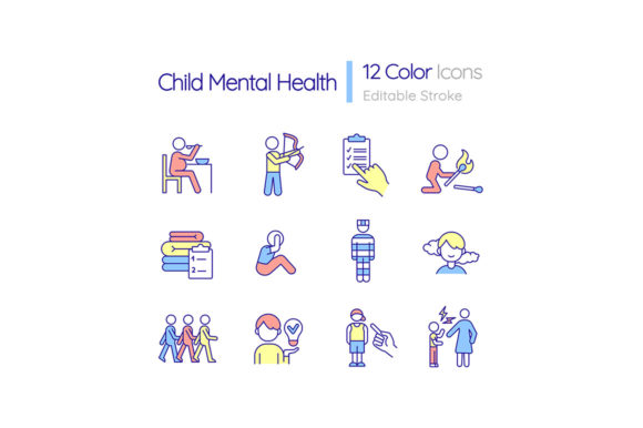Child Mental Health RGB Color Icons Set: A Modern Design Asset for Local Businesses