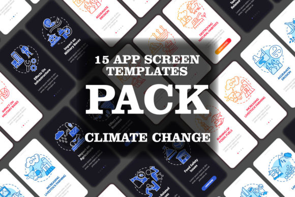 Climate Change Mobile App Screen Set: A Graphic Template for Creative Crafting