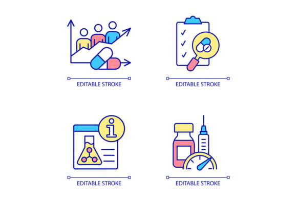 Clinical Trials RGB Color Icon Set: Graphics and Icons for Makers