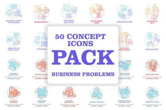 Common Business Problems Concept Icons: A Powerful Graphic Design Asset for Content Creators