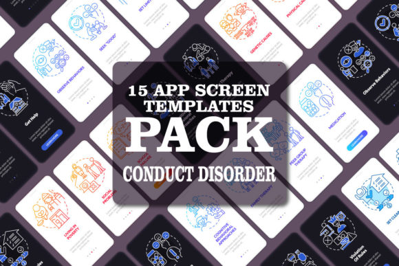Conduct Disorder Risk Mobile App Screen Graphics & Graphic Templates