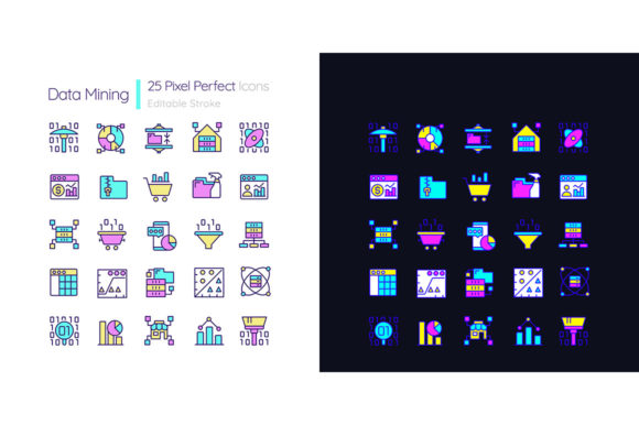 Data Mining Light and Dark Theme: Modern Icons for Local Business Branding