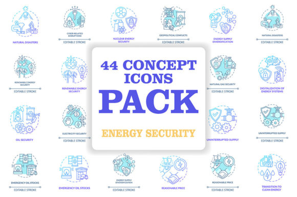 Energy Security Icons: A Modern Graphic Design Asset for Local Branding