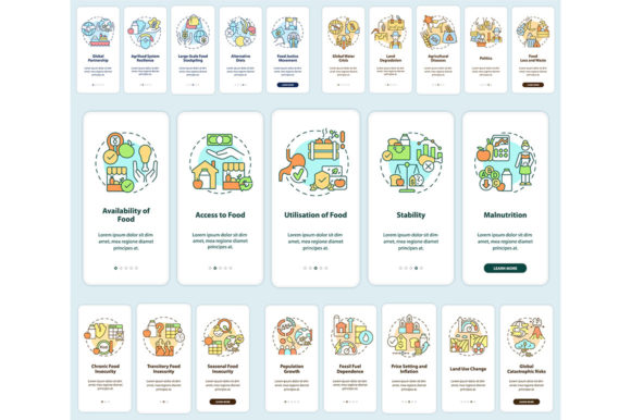 Food Security Onboarding Mobile App Set Graphics