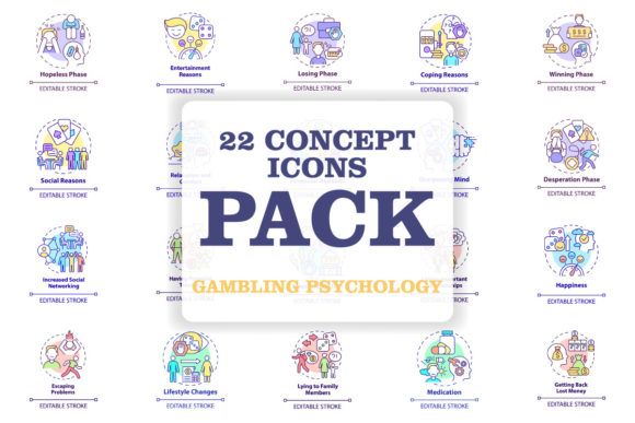 Gambling Psychology Concept Icons Bundle: A Powerful Graphic Design Asset for Modern Branding