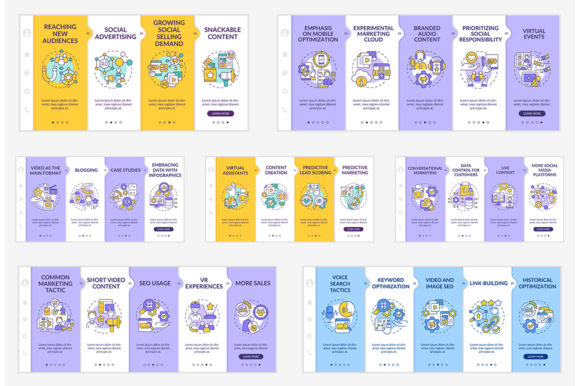 Marketing Trends Onboarding Template Set Graphics