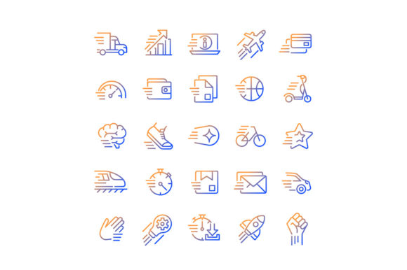 Motion Gradient Linear Vector Icons Set Graphics and Icons Review