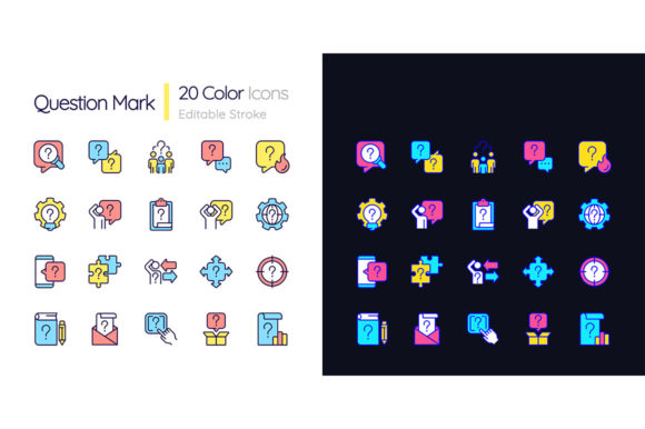 Question Mark Light and Dark Theme Icons Graphics