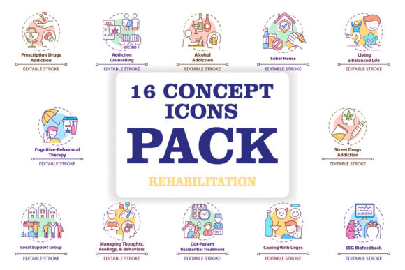 Rehabilitation Concept Icons Bundle: A Versatile Graphics Set for Modern Design Projects