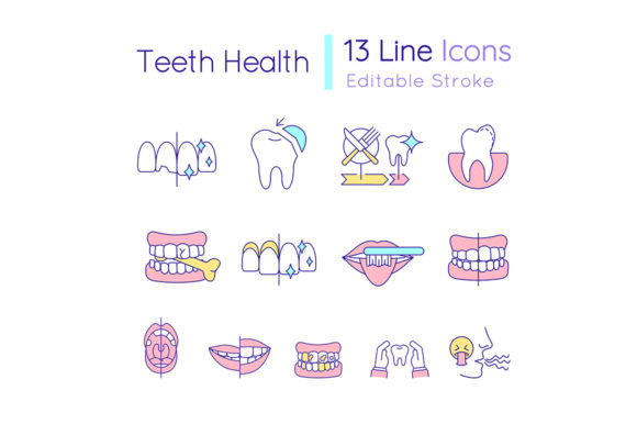 Teeth Health RGB Color Icons Set for Commercial Design Projects